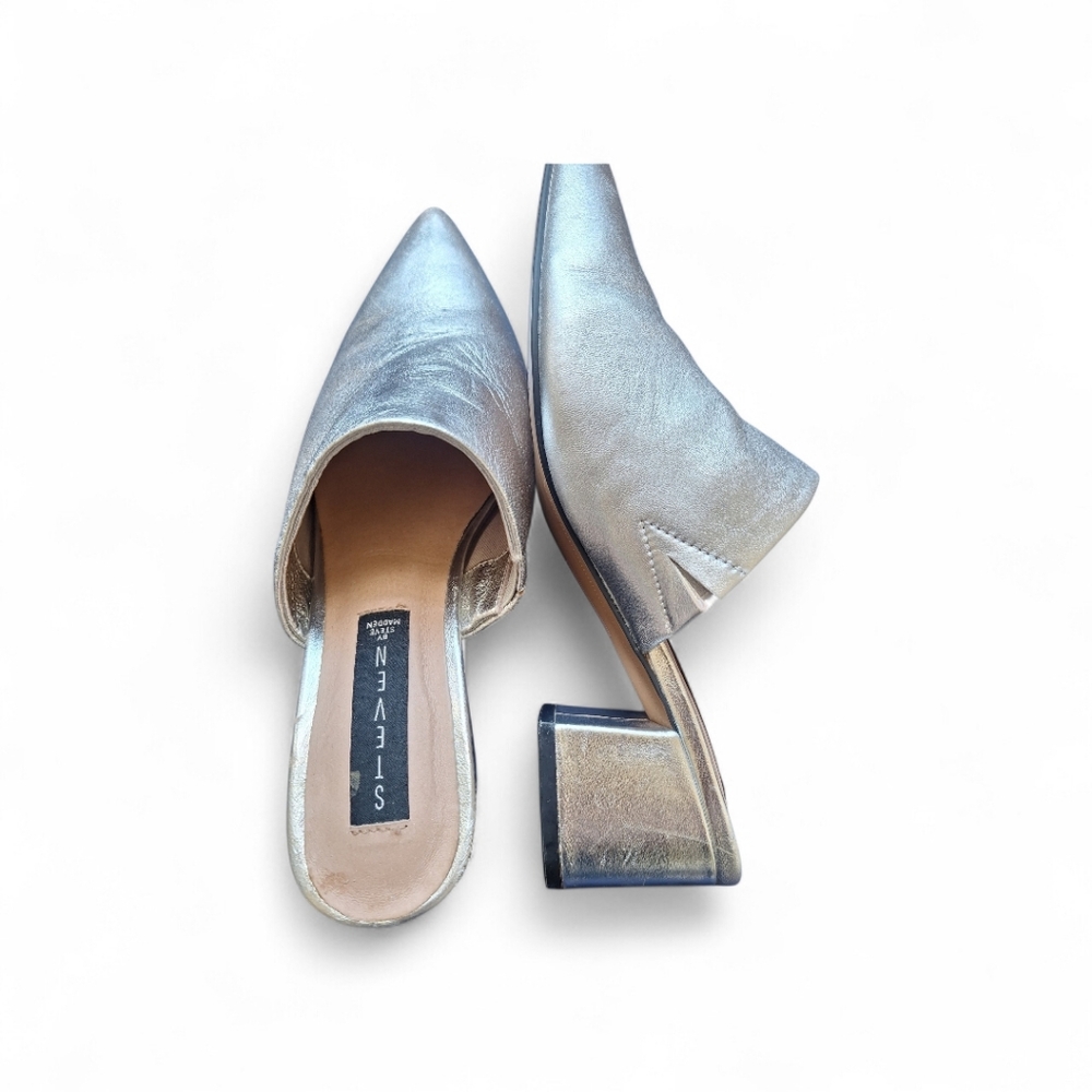 Steve Madden Metallic Silver Women's Mules 8 1/2 - Picture 2 of 6